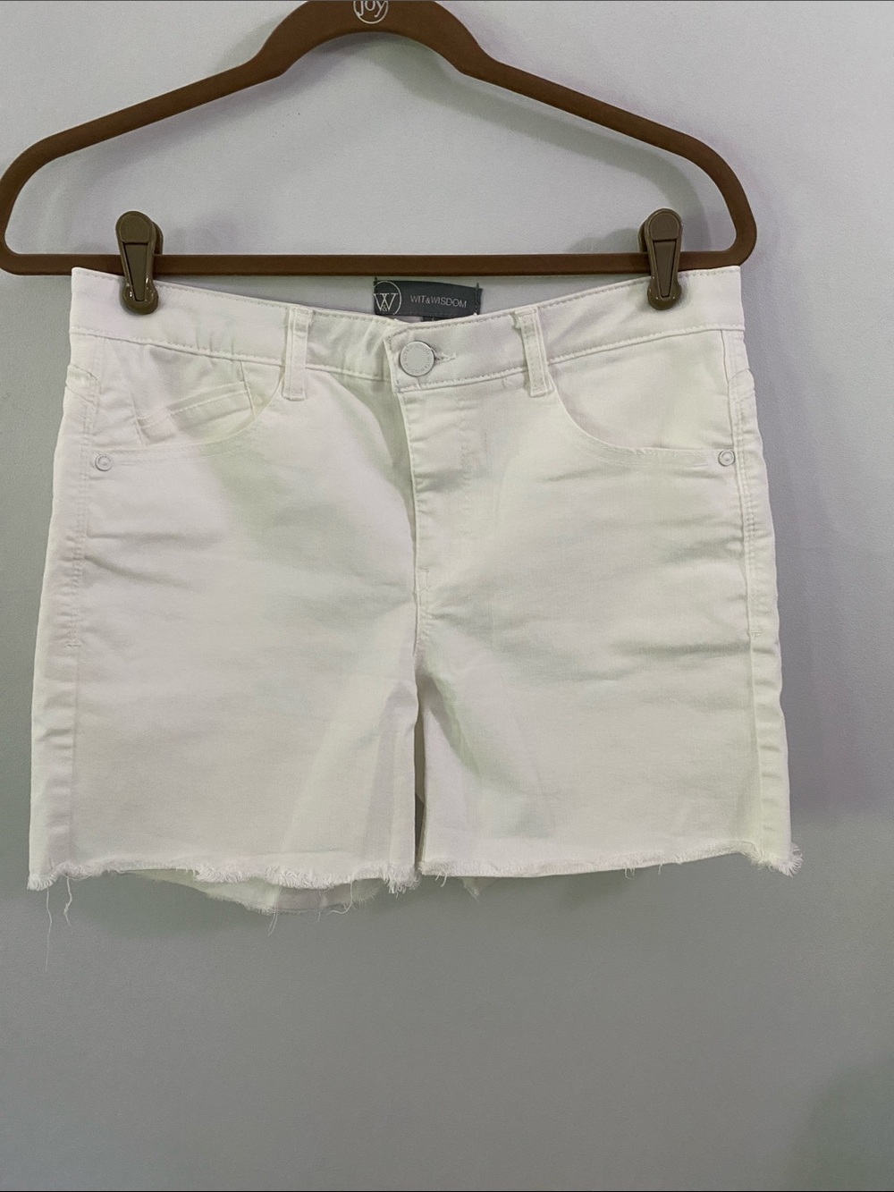 Wit & Wisdom White Denim Frayed Hem Jean Shorts